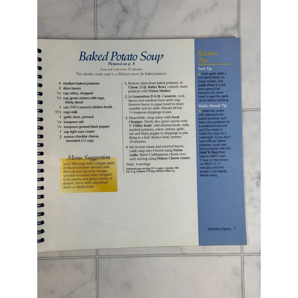 The Pampered Chef Main Dishes Cookbook Doris Christopher Spiral Bound 2000